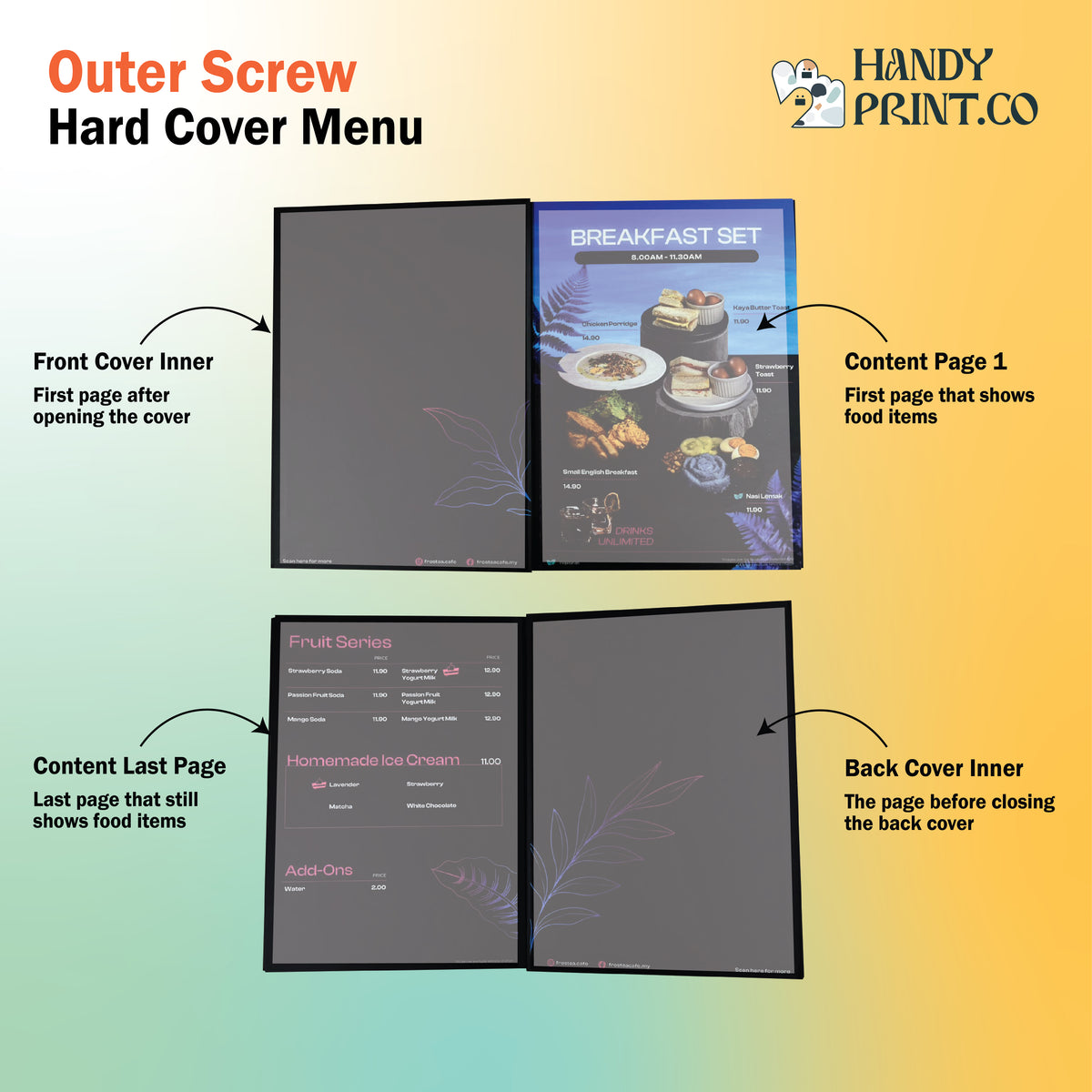 Outer Screw Hard Cover Menu